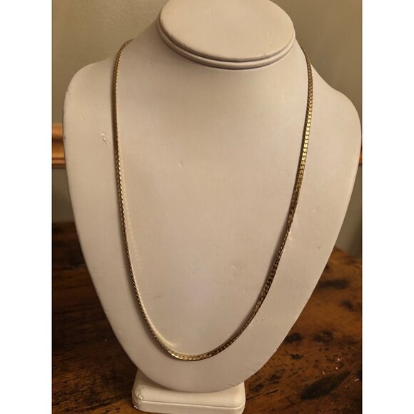 Vintage 14K GP Curb Chain Necklace 15g Gold-Plated Flat Link - Picture 6 of 11